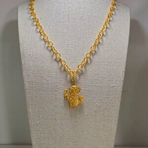 SOLD!!!   Handcrafted Bronze Necklace with Gold Cactus Detail